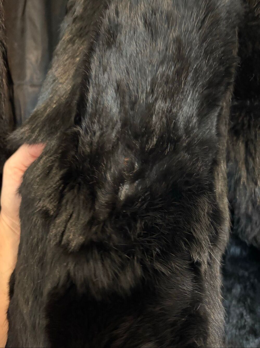 Vintage Genuine Rabbit Fur Coat Black Oversized Fits Like A Women’s XL 2X - Picture 11 of 16